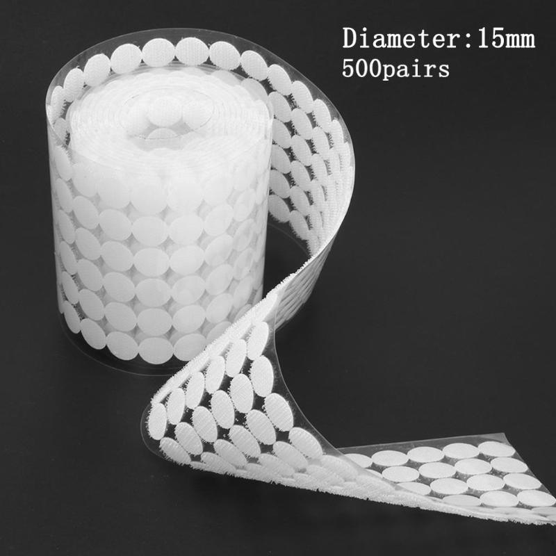 10/15/20mm 500 Pairs Double-sided Self Adhesive Fastener Tape Hook Loops Sticker Adhesive Fastener Tape Hooks Loops Disks
