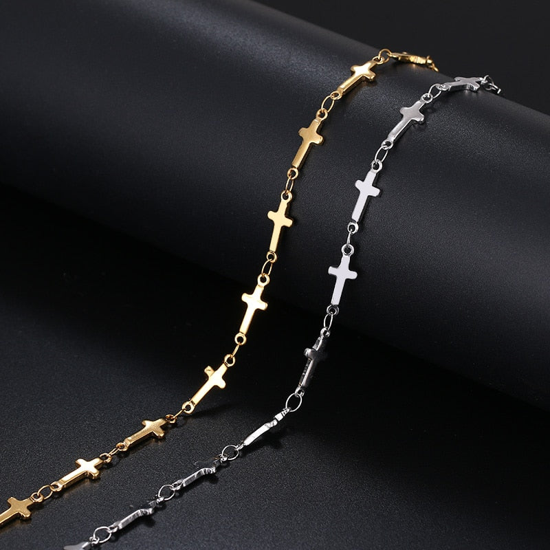 CACANA Stainless Steel Chain Bracelets For Man Women Gold Silver Color For Pendant Cross Donot Fade Jewelry N1778