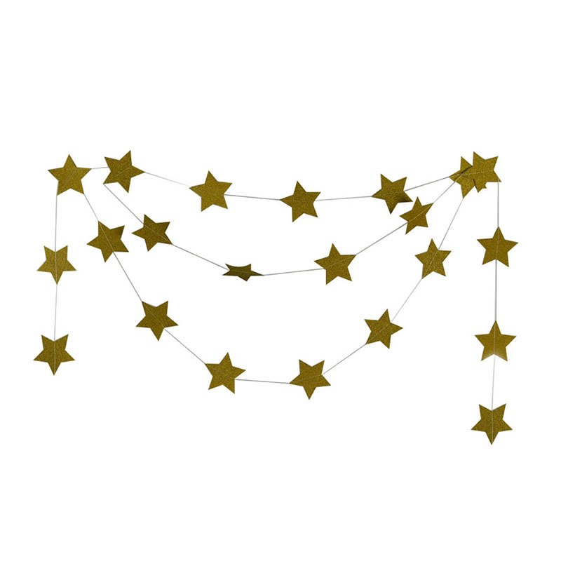 Fashion Wall Hanging Paper Star Garlands 2m Long Birthday String Chain Wedding Party Banner Handmade Children Room Home Decor