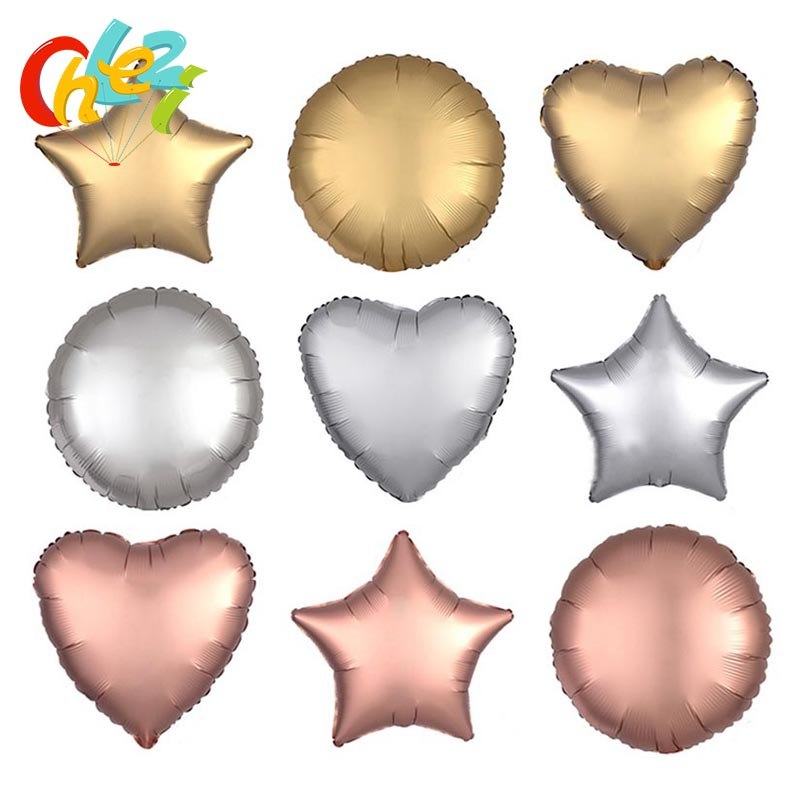 10pcs 18 inch Chrome metal balloon Heart Star Round matte helium balloon Wedding party decor Supplies birthday balloons shower 