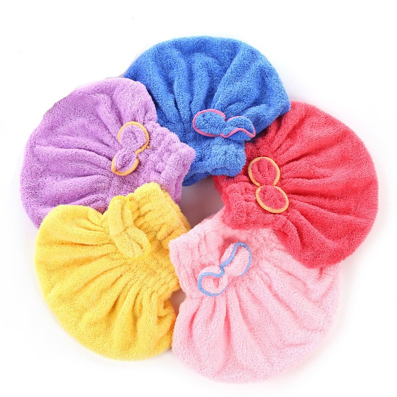 New 5 Color Colorful Shower Cap Wrapped Towels Microfiber Bathroom Hats Solid Superfine Quickly Dry Hair Hat Bath Accessories