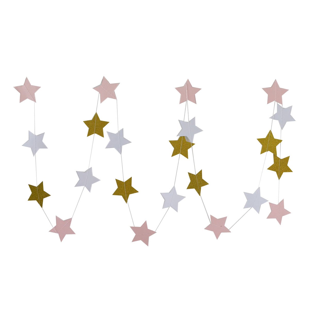 Fashion Wall Hanging Paper Star Garlands 2m Long Birthday String Chain Wedding Party Banner Handmade Children Room Home Decor