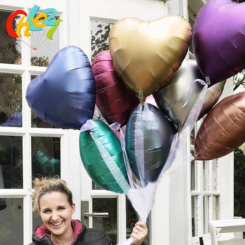 10pcs 18 inch Chrome metal balloon Heart Star Round matte helium balloon Wedding party decor Supplies birthday balloons shower 