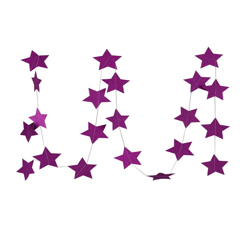 Fashion Wall Hanging Paper Star Garlands 2m Long Birthday String Chain Wedding Party Banner Handmade Children Room Home Decor
