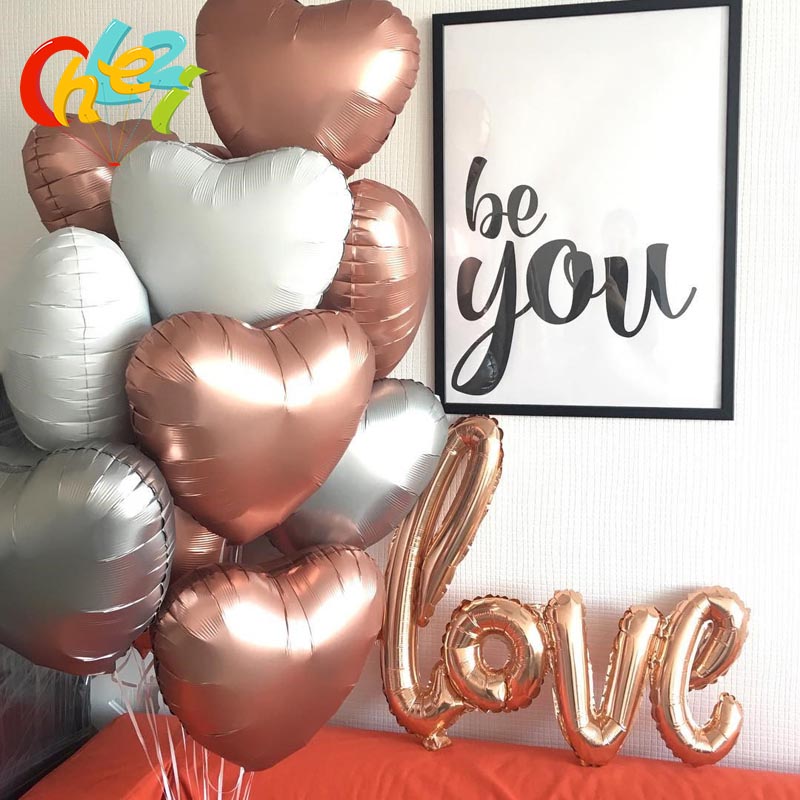 10pcs 18 inch Chrome metal balloon Heart Star Round matte helium balloon Wedding party decor Supplies birthday balloons shower 