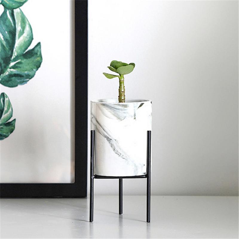 Nordic Style Marble Iron Ceramic Flower Pots Rack Plant Stand Shelf Support for Succulent Plants Flower Vase Home Decor Supplies