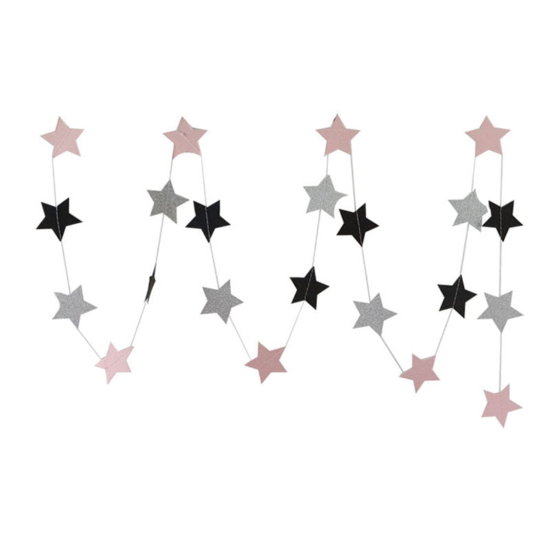 Fashion Wall Hanging Paper Star Garlands 2m Long Birthday String Chain Wedding Party Banner Handmade Children Room Home Decor