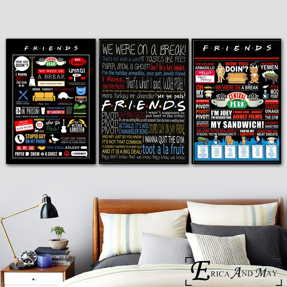 Friends TV Show Classic Quote Posters and Prints Wall art Decorative Picture Canvas Painting For Living Room Home Decor Unframed