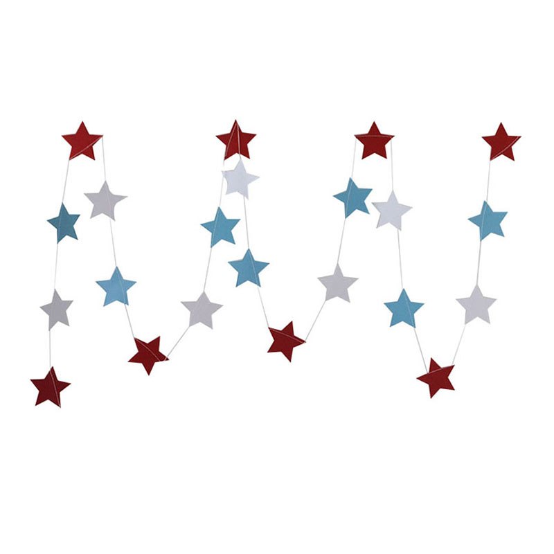 Fashion Wall Hanging Paper Star Garlands 2m Long Birthday String Chain Wedding Party Banner Handmade Children Room Home Decor