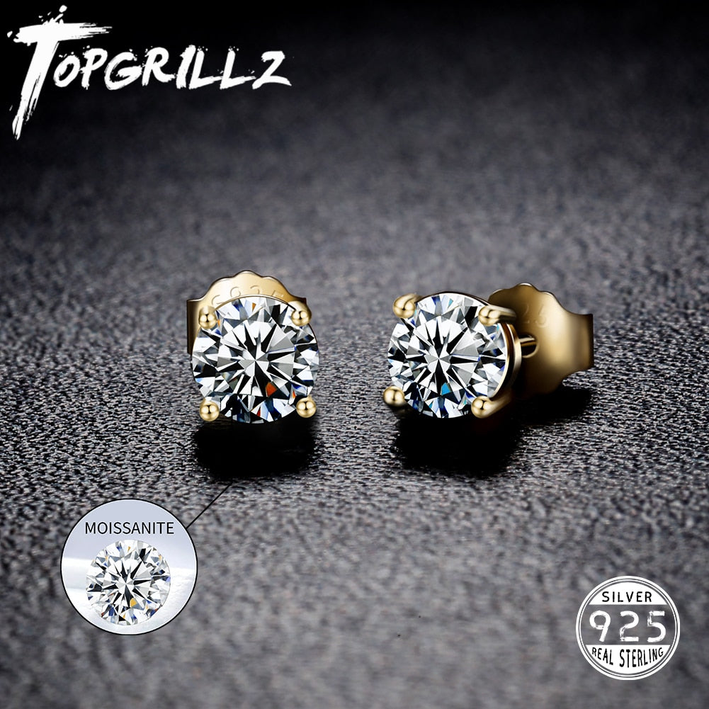 Topgrillz 3/4/5mm 0.1-0.5 quilates d cor moissanite brincos 100% 925 prata esterlina brincos moda charme jóias presente feminino