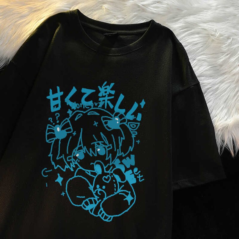 Harajuku Women T Shirt Aesthetic Gothic Punk Short Sleeve T shirt