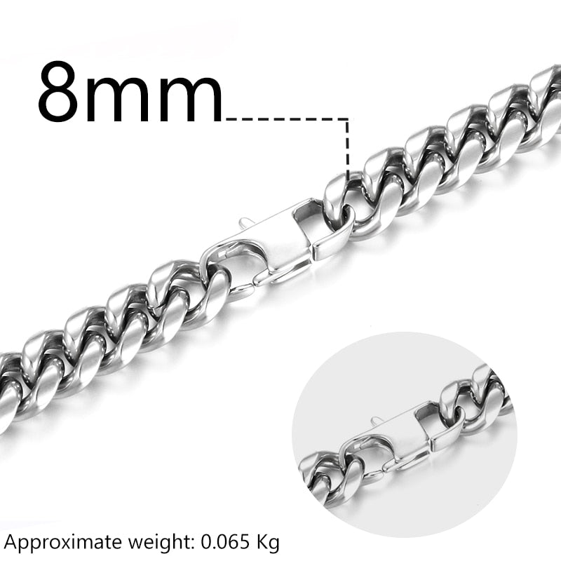 3mm 6mm de largura corrente de aço inoxidável corrente cubana gargantilhas colar para jóias masculinas banhado a prata metal sólido moda jóias