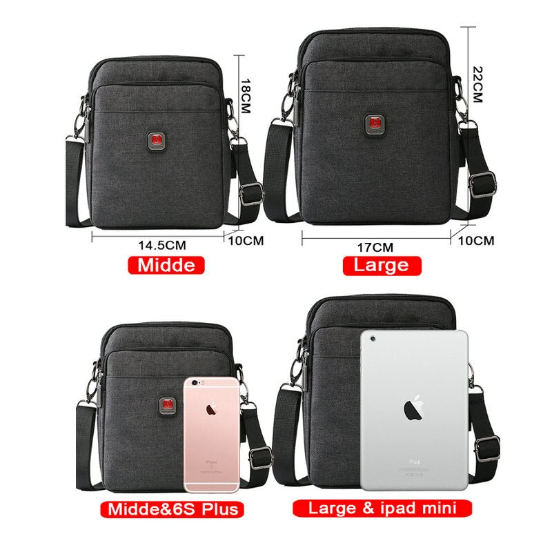 Soperwillton bolsa de ombro masculina, bolsa crossbody com porta usb para ipad de 7.9 '', resistente à água, bolsa de viagem oxford com zíper, cinto masculino #1042