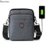 Soperwillton bolsa de ombro masculina, bolsa crossbody com porta usb para ipad de 7.9 '', resistente à água, bolsa de viagem oxford com zíper, cinto masculino #1042