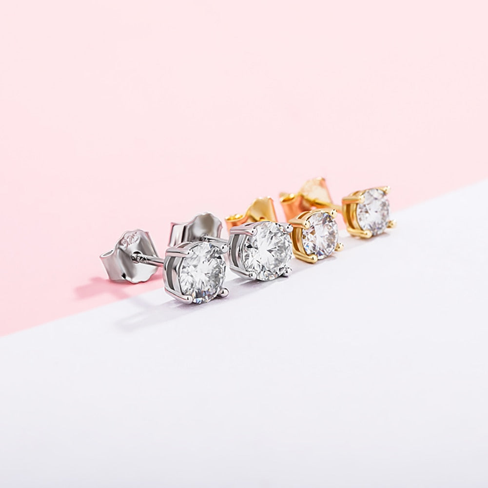 TOPGRILLZ 3/4/5MM 0.1-0.5 Carat D Color Moissanite Earrings 100% 925 Sterling Silver Earrings Fashion Charm Jewelry Women Gift