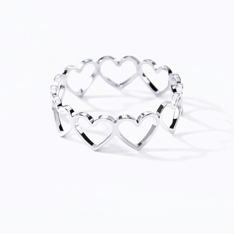 Heart Rings For Women Stainless Steel Gold Silver Color Heart Wedding Couple Rings Aesthetic Jewelry Anniversary Bague Femme