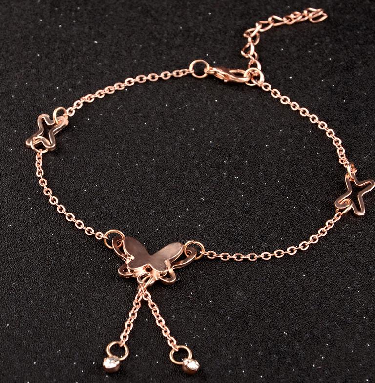 Aliexpress Butterfly Pendant Anklets Foot Chain Summer Yoga Beach Leg Bracelet Handmade Anklet Rose Gold Silver Color Jewelry