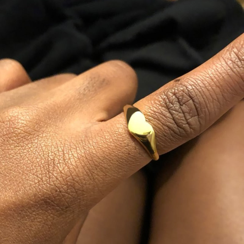 Heart Rings For Women Stainless Steel Gold Silver Color Heart Wedding Couple Rings Aesthetic Jewelry Anniversary Bague Femme