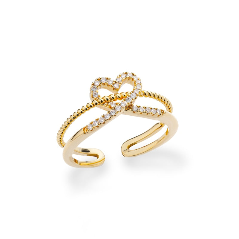 Heart Rings For Women Stainless Steel Gold Silver Color Heart Wedding Couple Rings Aesthetic Jewelry Anniversary Bague Femme