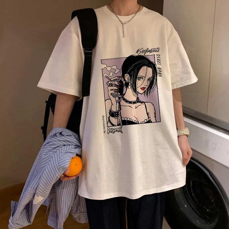 Nana osaki tshirt maglietta bianca maschile casual harajuku streetwear vestiti giapponesi tshirt harajuku kawaii
