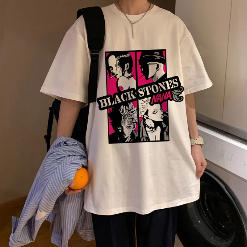 Nana osaki tshirt maglietta bianca maschile casual harajuku streetwear vestiti giapponesi tshirt harajuku kawaii
