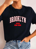 New York Brooklyn Women Graphic Printed T Shirt Girl Fashion O neck