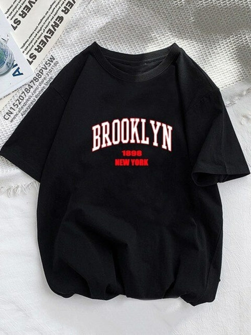 New York Brooklyn Women Graphic Printed T Shirt Girl Fashion O neck