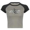 PixieKiki Y2k Tee Shirt Fairy Grunge Wings Print Raglan Sleeves 90s