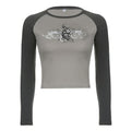 PixieKiki Y2k Tee Shirt Fairy Grunge Wings Print Raglan Sleeves 90s