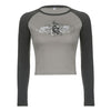PixieKiki Y2k Tee Shirt Fairy Grunge Wings Print Raglan Sleeves 90s
