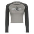 Camiseta PixieKiki Y2k Fairy Grunge Wings estampa mangas raglan anos 90