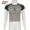 PixieKiki Y2k Tee Shirt Fairy Grunge Wings Print Raglan Sleeves 90s