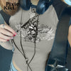 PixieKiki Y2k Tee Shirt Fairy Grunge Wings Print Raglan Sleeves 90s