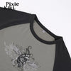 PixieKiki Y2k Tee Shirt Fairy Grunge Wings Print Raglan Sleeves 90s