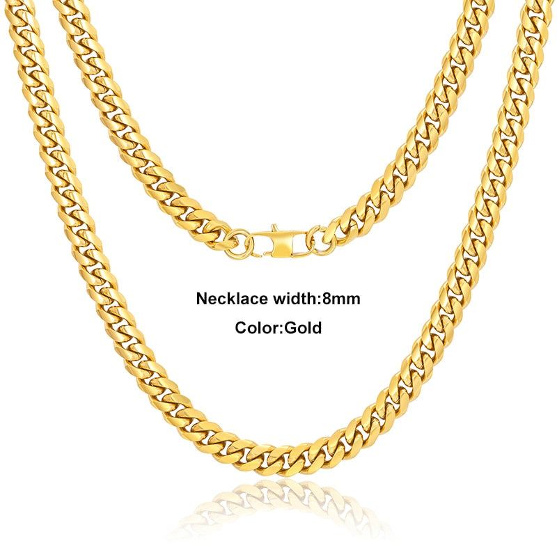 3 مللي متر 6 مللي متر واسعة الفولاذ المقاوم للصدأ سلسلة الكوبية ربط سلاسل المختنقون قلادة للرجال مجوهرات الفضة مطلي الصلبة المعادن مجوهرات الأزياء