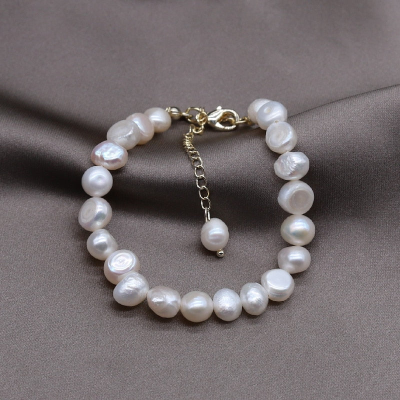 2020 Korea Hot Selling Fashion Jewelry Simple White Natural Freshwater Pearl Bracelet Women&#39;s Daily Wild Bracelet