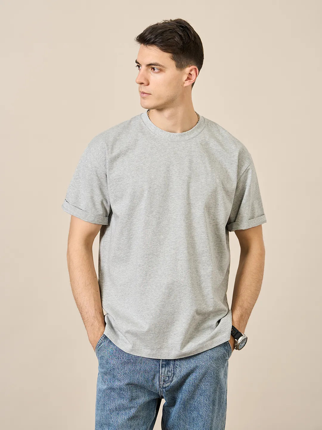 SIMWOOD 2023 estate nuovo 250g 100% cotone tessuto t-shirt uomo di alta qualità tinta unita manica a goccia magliette larghe Oversize top