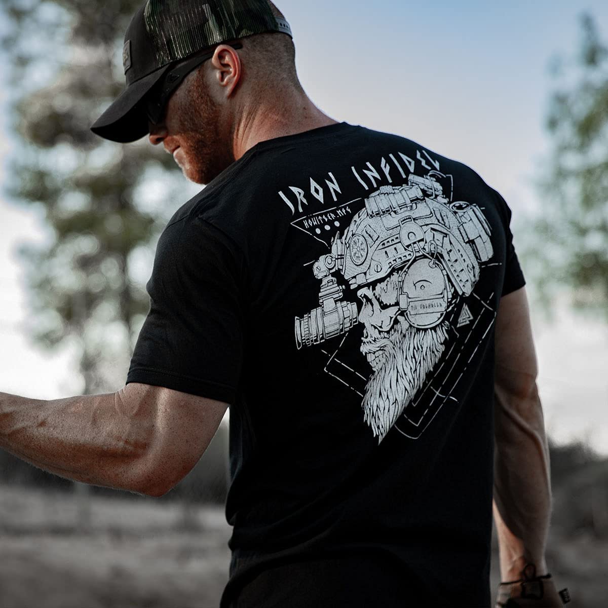Camisa Til Valhalla American Beard Warrior Tático Crânio Camiseta Nova