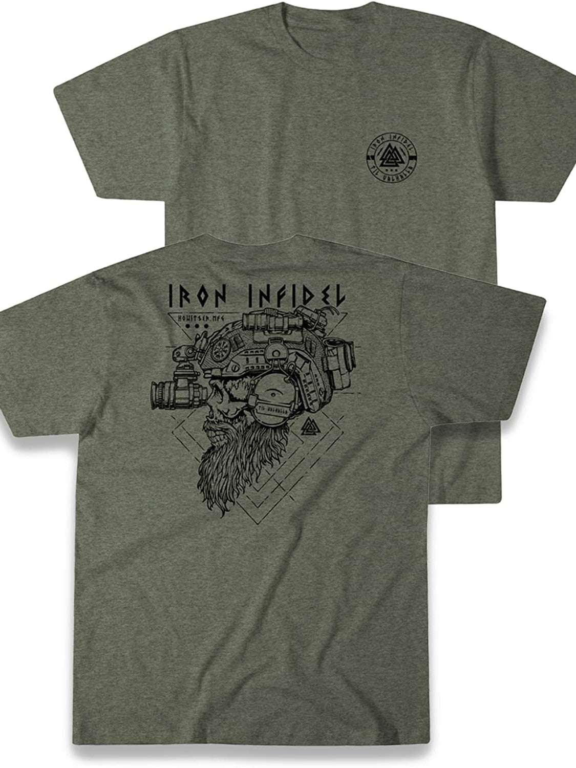 Camisa Til Valhalla American Beard Warrior Tático Crânio Camiseta Nova