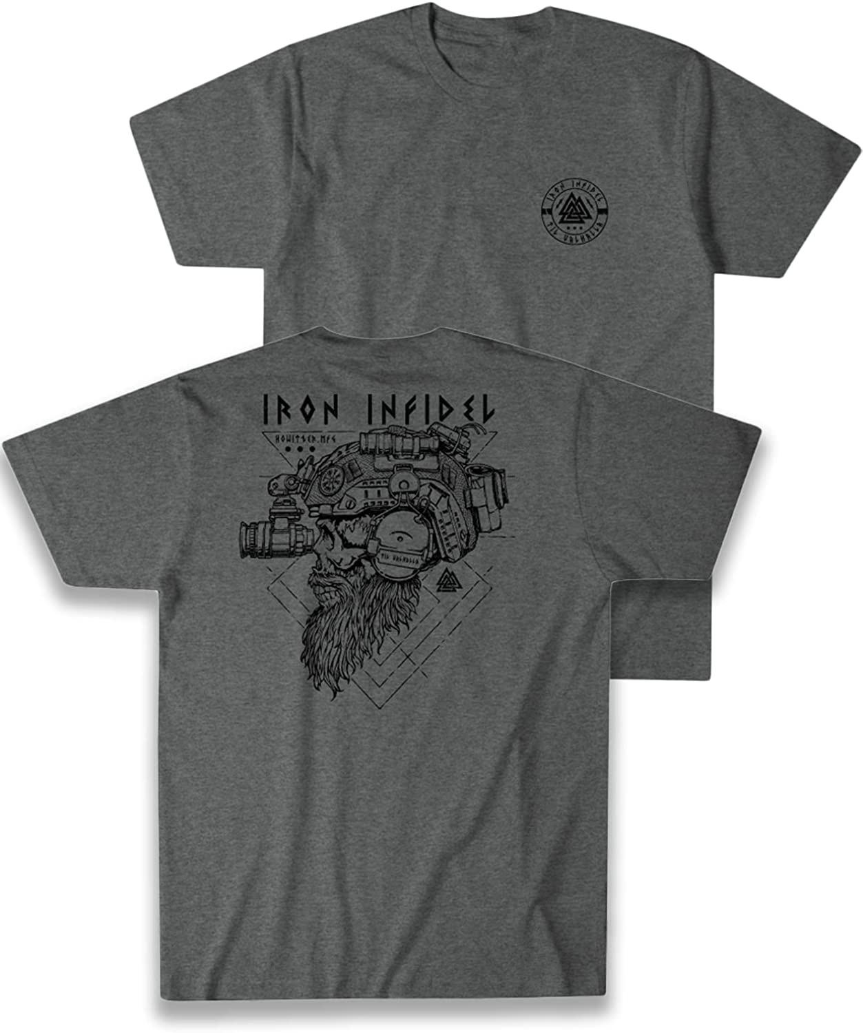 Camisa Til Valhalla American Beard Warrior Tático Crânio Camiseta Nova