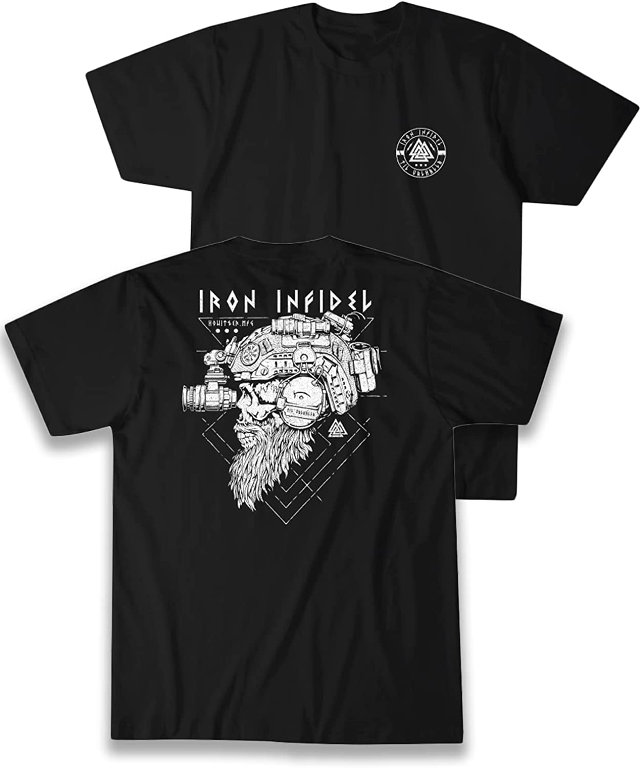 Camisa Til Valhalla American Beard Warrior Tático Crânio Camiseta Nova