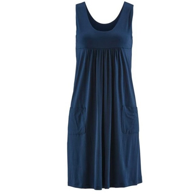 Fashion striped dress pocket vest skirt simple sleeveless dress women's clothing