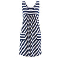 Fashion striped dress pocket vest skirt simple sleeveless dress women's clothing