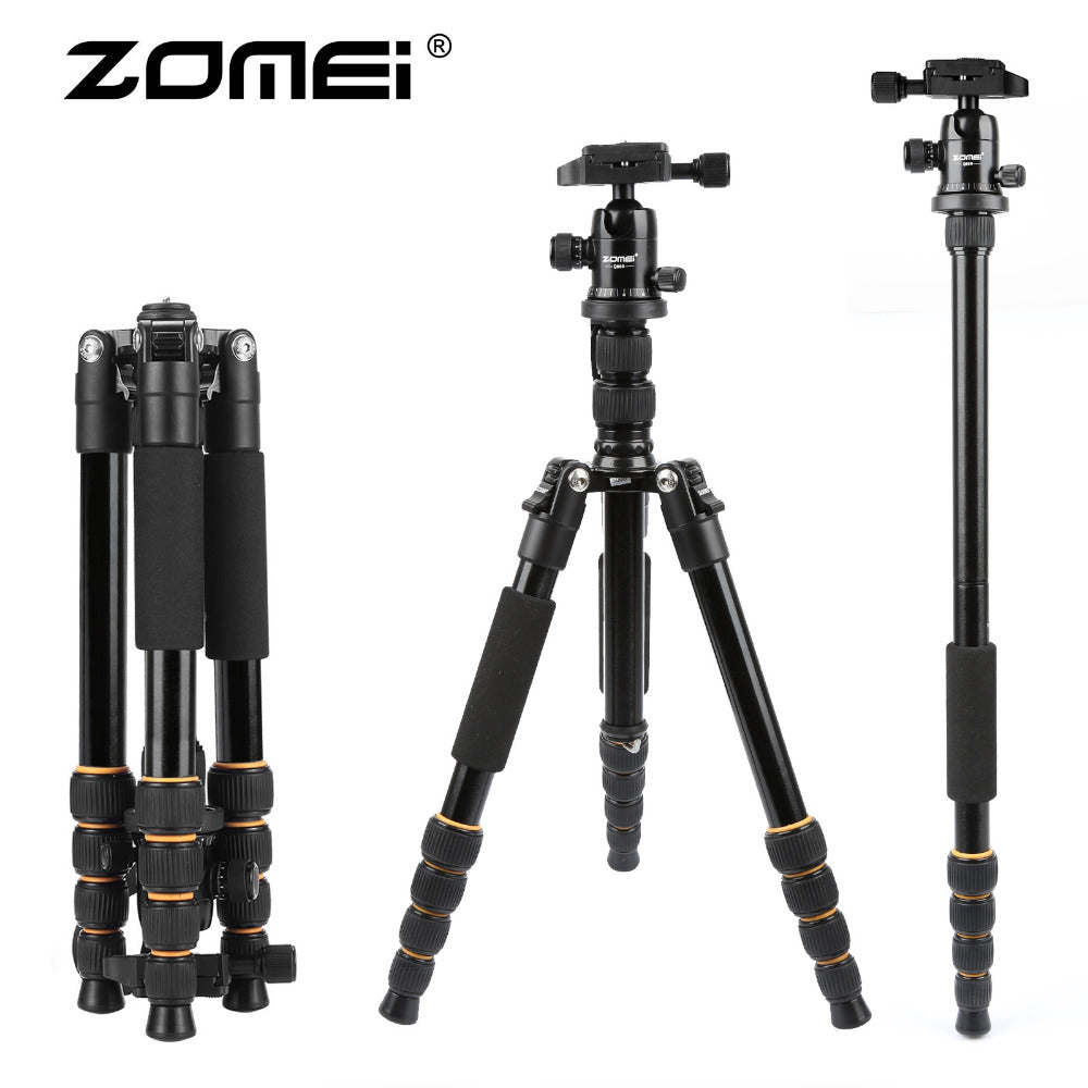 ZOMEI lightweight Portable Q666 Professional Travel Camera Tripod Monopod aluminum Ball Head compact for digital SLR DSLR camera