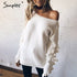 Simplee plissado camisola de malha feminina pulôver feminino casual solto em torno do pescoço camisola de inverno outono pull femme malha jumper