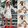 2019 novo verão feminino bikini cover up floral rendas oco crochê maiô cover-ups maiô beachwear túnica vestido de praia quente