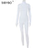Sibybo primavera gola alta magro casual macacão feminino manga longa zíper frontal esporte wear macacão preto para mulher