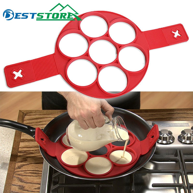 Fabricante de panqueca ovo anel fabricante antiaderente fácil fantástico ovo omelete molde utensílios cozinha ferramentas silicone