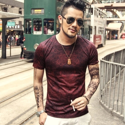 New men summer vintage short sleeve o-neck printed floral t-shirt men brand cotton t-shirts men fashion 2018 tops Men's Clothing