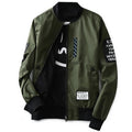 Grandwish Bomber Jacket Men Pilot with Patches Green Both Side Wear Thin Pilot Bomber Jacket Men Wind Breaker Jacket Men,DA113